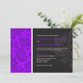 Invitations de Mariage damassé violettes (Debout devant)