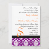 Invitations de Mariage damassé violettes Orange Mo (Dos)