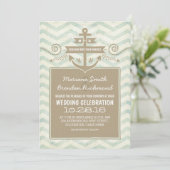 Invitations de mariage d'ancre nautique Chevron (Debout devant)