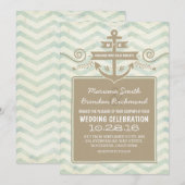 Invitations de mariage d'ancre nautique Chevron (Devant / Derrière)