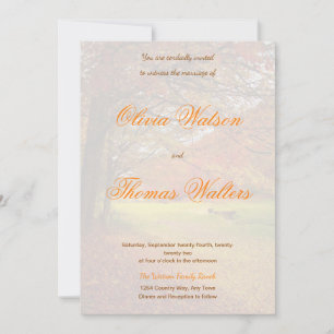 Invitations de mariage dans la forêt d'automne