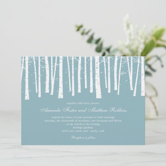 Invitations de mariage dans la forêt d'hiver (Debout devant)
