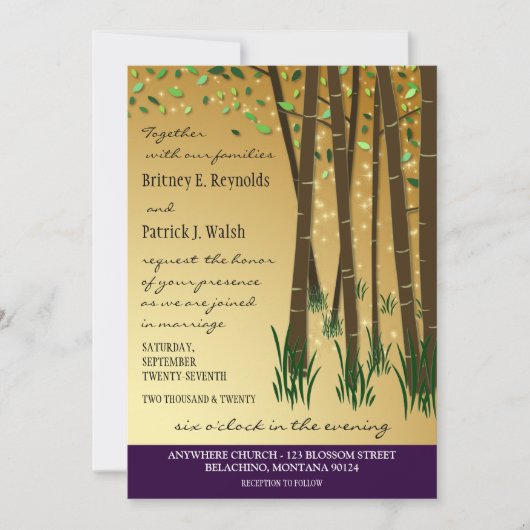 Invitations de mariage dans la forêt enchantée de  (Devant)