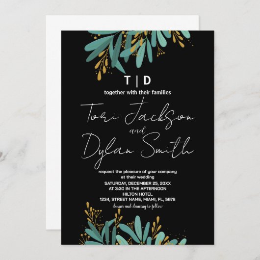 Invitations de mariage dans l'arbre vert (Devant / Derrière)