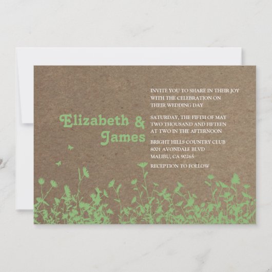 Invitations de mariage dans le jardin (Devant)
