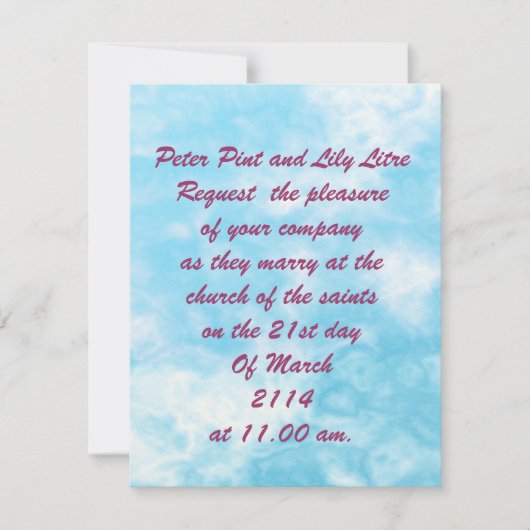 Invitations de mariage dans le nuage du ciel. (Devant)
