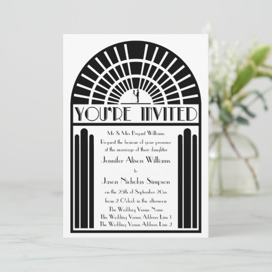 Invitations de mariage dans le style Art déco auda (Debout devant)