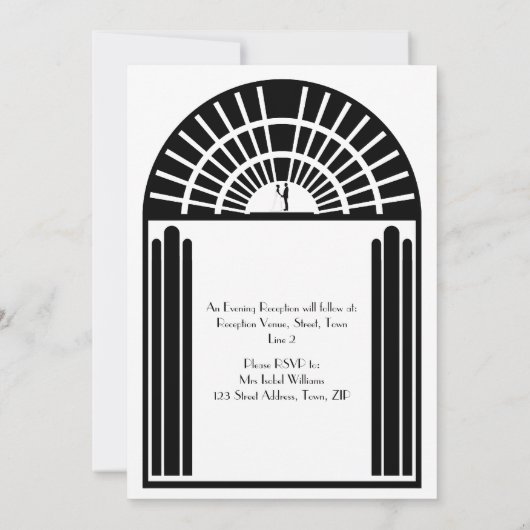 Invitations de mariage dans le style Art déco auda (Dos)