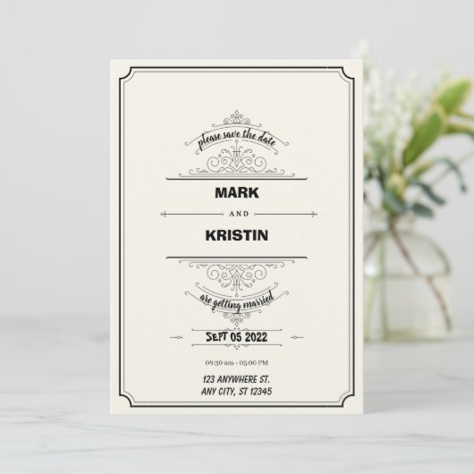 Invitations de mariage dans le style traditionnel (Debout devant)