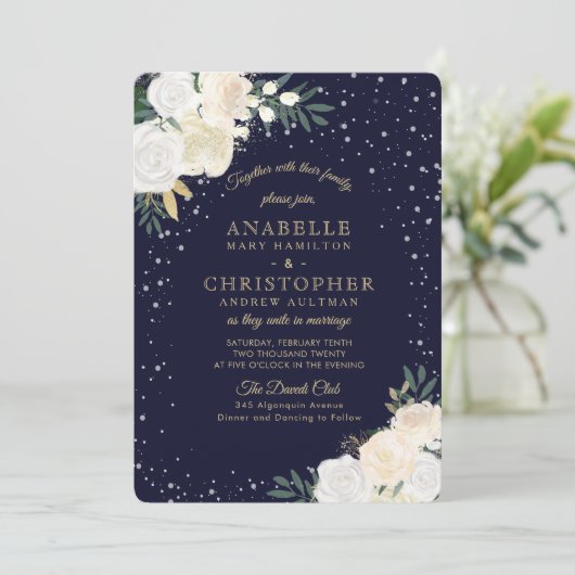 Invitations de mariage dans les bois d'hiver (Debout devant)