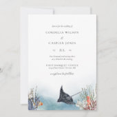 Invitations de mariage dans l'océan sous l'aquarel (Devant)
