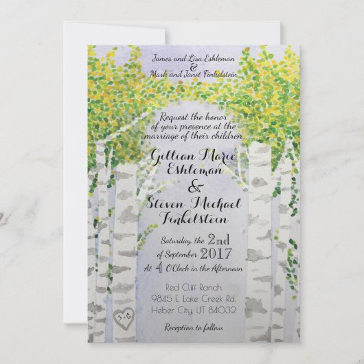 Invitations de mariage d'aquarelle de nature (Devant)