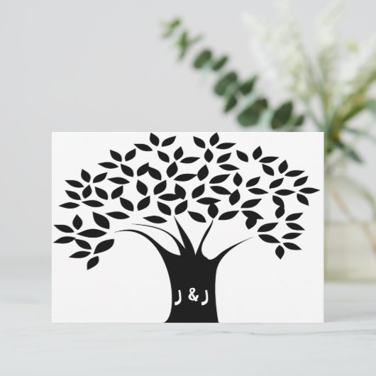 Invitations de mariage d'arbre de B&W (Debout devant)