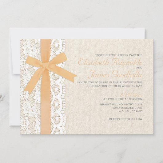 Invitations de mariage d'arc et de dentelle de (Devant)