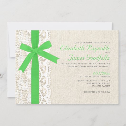 Invitations de mariage d'arc et de dentelle de (Devant)