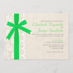 Invitations de mariage d'arc et de dentelle de