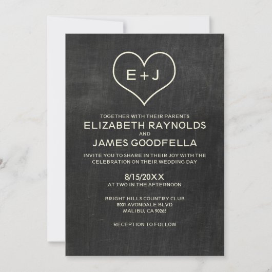Invitations de mariage d'ardoise (Devant)