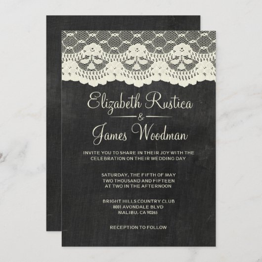 Invitations de mariage d'ardoise de pays (Devant / Derrière)