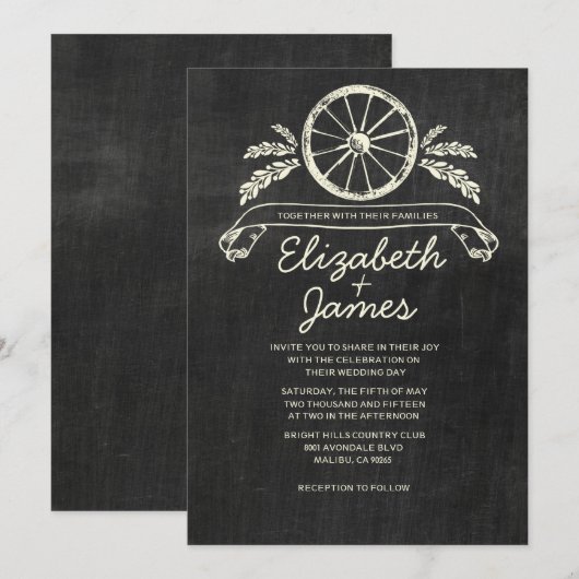 Invitations de mariage d'ardoise occidentale (Devant / Derrière)