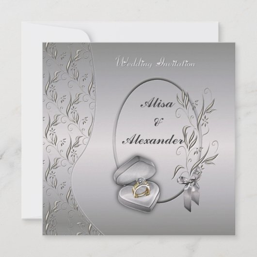 Invitations de mariage d'argent Annonces (Devant)