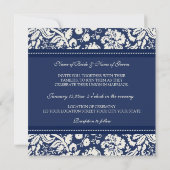 Invitations de mariage Dark Blue Cream Damask (Dos)