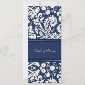 Invitations de mariage Dark Blue Cream Damask (Devant)