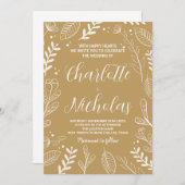 Invitations de mariage d'art doré (Devant / Derrière)