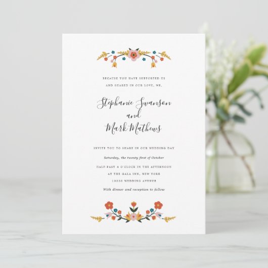 Invitations de mariage d'art populaire (Debout devant)