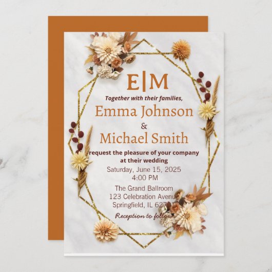 Invitations de mariage d'automne (Devant / Derrière)