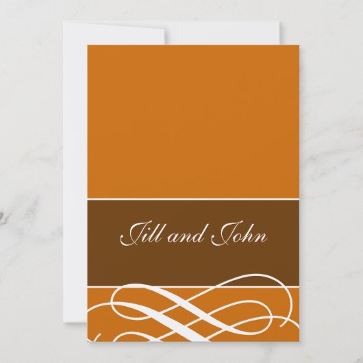 Invitations de mariage d'automne modernes Orange B (Devant)