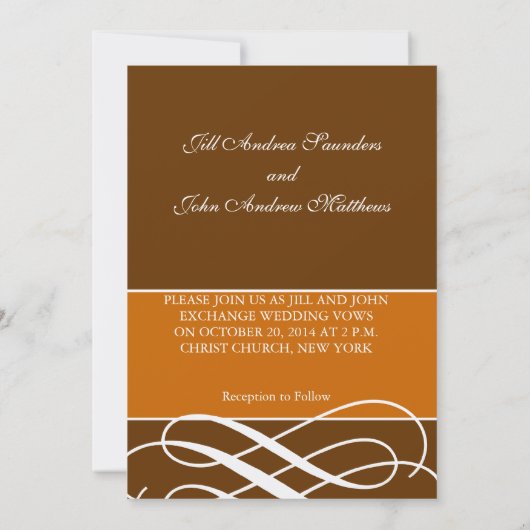 Invitations de mariage d'automne modernes Orange B (Dos)
