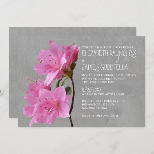 Invitations de mariage d'Azalea (Devant / Derrière)