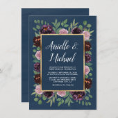 Invitations de Mariage de automne bleu de marine R (Devant / Derrière)