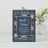Invitations de Mariage de automne bleu de marine R (Debout devant)