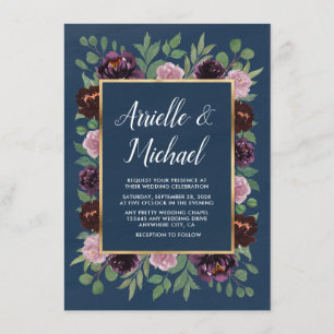Invitations de Mariage de automne bleu de marine R