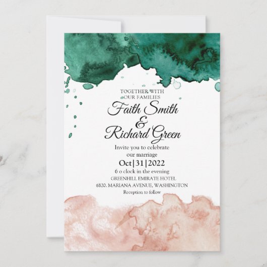 Invitations de Mariage de automne rustique vert et (Devant)