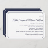 Invitations de mariage de base à la frontière (ble (Devant / Derrière)