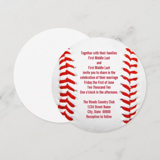 Invitations de mariage de baseball (Devant / Derrière)