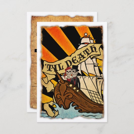 invitations de mariage de bateau pirate (Devant / Derrière)