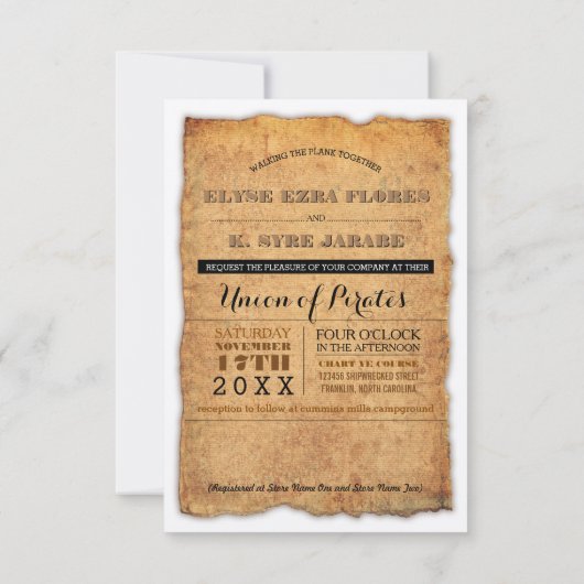 invitations de mariage de bateau pirate (Dos)