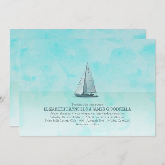 Invitations de mariage de bateaux fantasques (Devant / Derrière)
