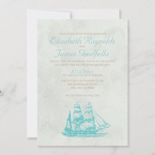 Invitations de mariage de bateaux rustiques (Devant)