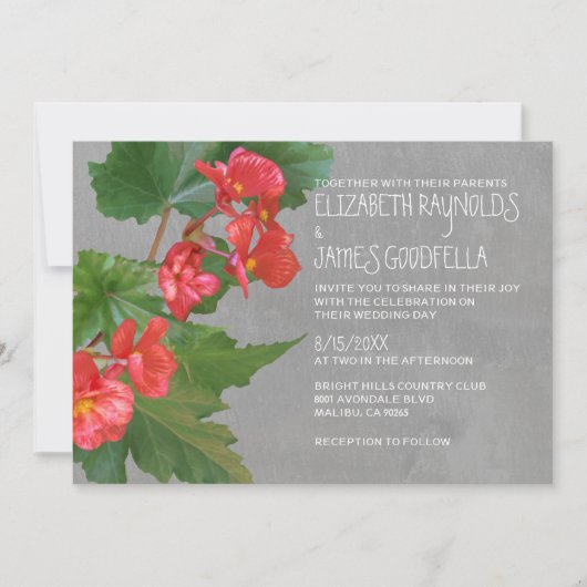 Invitations de mariage de Begonia (Devant)