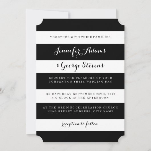 Invitations de mariage de Black and White Stripes (Devant)