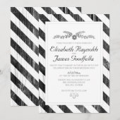 Invitations De Mariage De Black Et White Stripes (Devant / Derrière)
