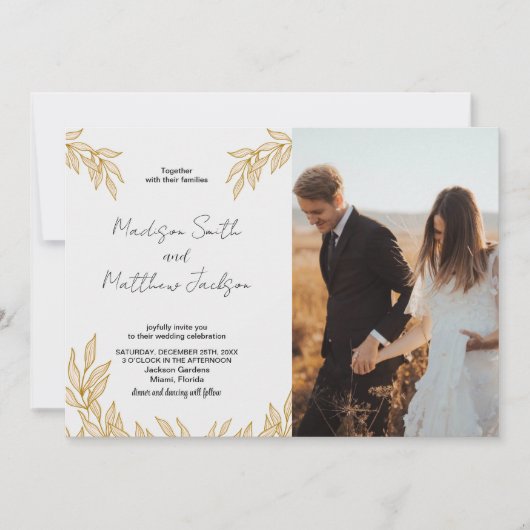 Invitations de mariage de blé avec photo (Devant)