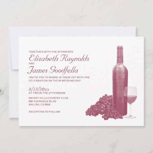 Invitations de mariage de bouteille de vin (Devant)