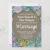 Invitations de mariage de Burlap Succulent et rust (Devant)