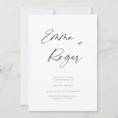 Invitations de mariage de calligraphie blanche mod (Devant)