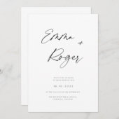 Invitations de mariage de calligraphie blanche mod (Devant / Derrière)